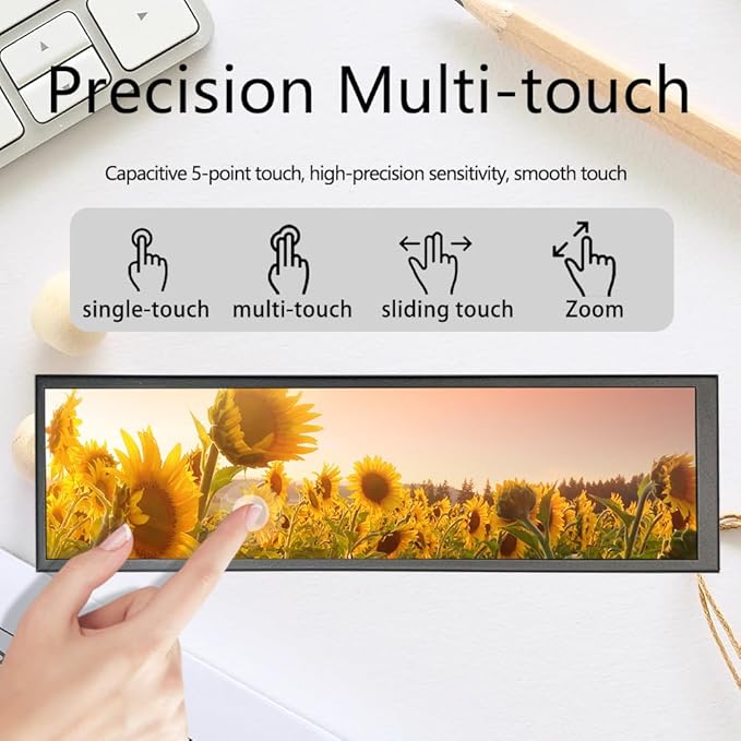 Portable Bar Sub Monitor 7.9 inch Touchscreen LCD IPS 400x1280 mini HDMI USB Long Strip Screen CPU GPU Case Aida64 External Display