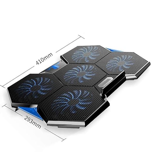 Laptop Cooling Pad Portable Utral Slim Fan Cooler with Quite Fans LED Lights Shield Holders (Black-2 Fans)