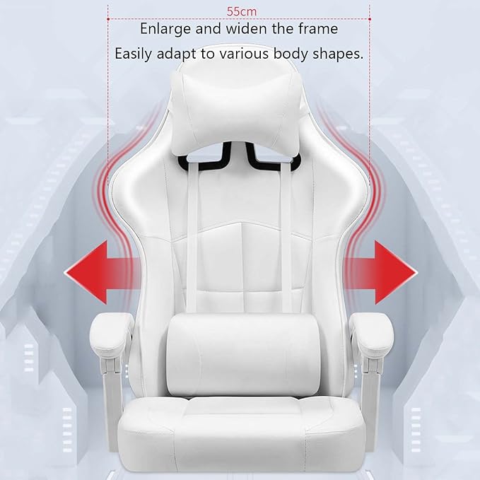 Ergonomic Gaming Chair Comfortable Gaming Chair with Footrest Computer Chair Adjustable Swivel Gaming Office Chair with Lumbar Support Pink