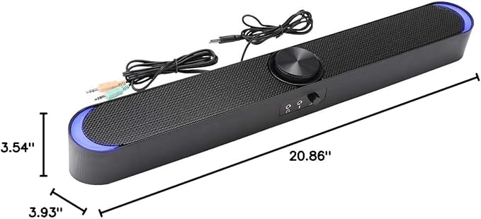 Desktop Speakers 15° Bevel Design 3.5mm Jack Wired Mini Computer Speaker with Double Sound Guiding Holes (Black)