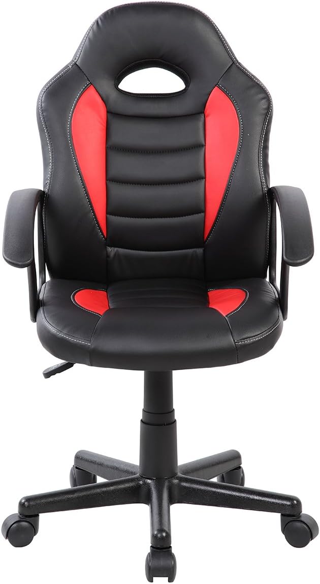 Techni Mobili Kid's Gaming and Student Racer Chair with Wheels Red 22D x 21.25W x 35.25H in