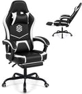 Giantex Gaming Chair Height Adjustable Computer Desk Chair with Headrest Lumbar Support Linkage Armrests Reclining Backrest &amp Footrest Ergonomic Office Chair Video Game Chair (Black)