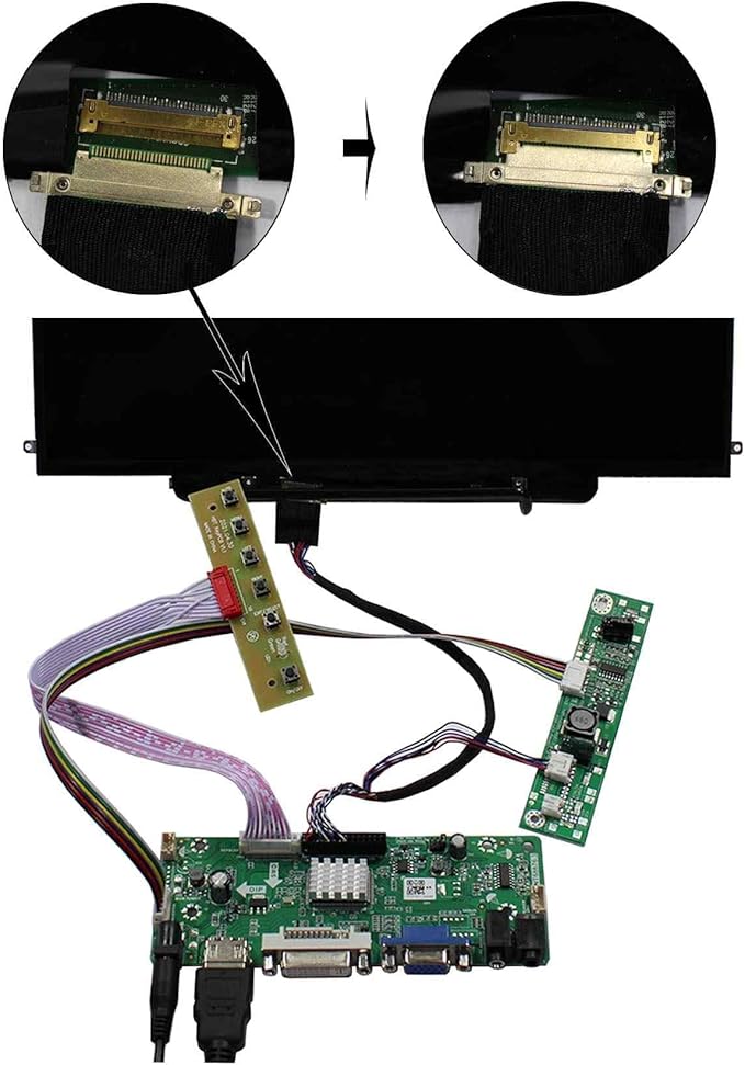 VSDISPLAY DVI VGA Audio LCD Controller Board 68676 Work for 13.3 Inch 1280x800 B133EW07 V2 LP133WX2-TLG5 TLAA TLC1 TLG2 LP133WX3-TLA1 N133I6-L02 LVDS 30 Pin Interface WLED LCD Screen