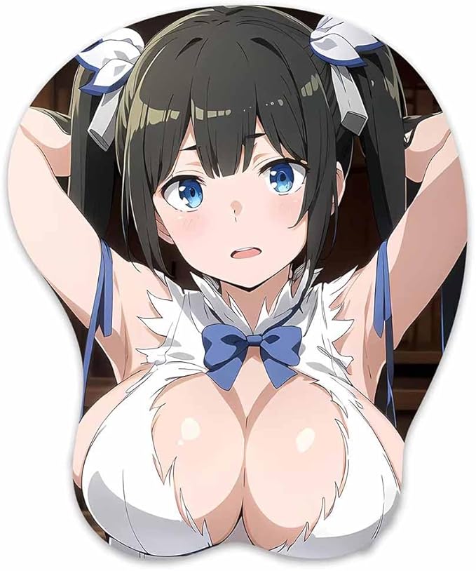 3D Mouse Pad Oppai Mousepad with Soft Gel Wrist Rest Anime Manga Gaming Boob pad Anti-Slip Mouse Mat （Hesti 45）