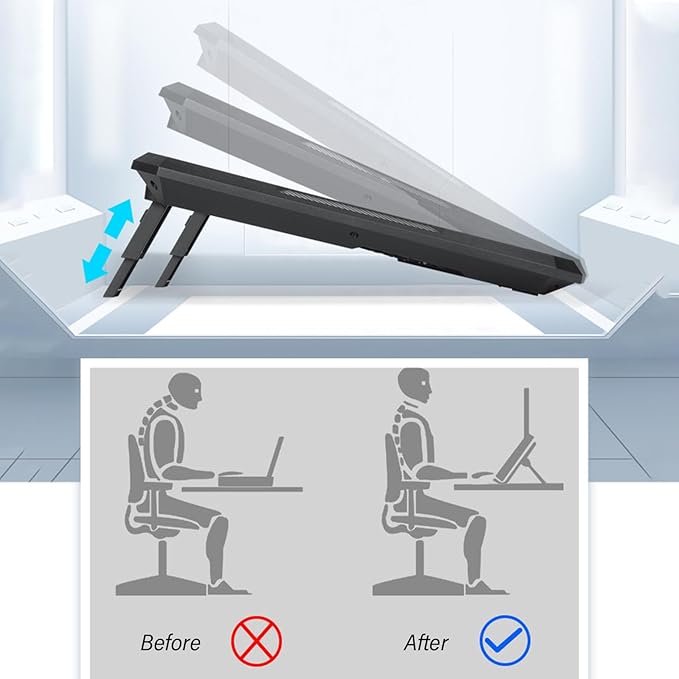 Efficient Notebook Coolers Pad with Adjustable Stand Enhances Air Circulation for High Laptops Accessories Laptop Cooling Pad