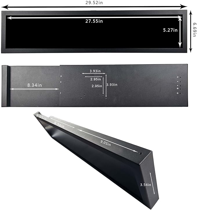 VSDISPLAY 28 Inch Long Stretched Bar LCD 1920x360 IPS Screen Monitor with USB Video Inputfor Gaming Marquee CabinetStore Shelf AdvertisingDigital Signage