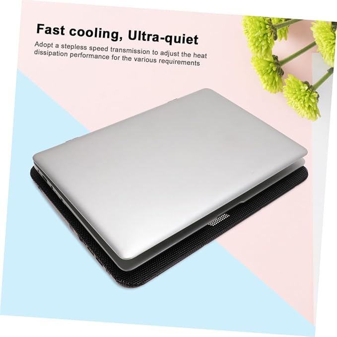 6-inch Adjustable Heat Dissipation Laptop Cooling Stand with Large Fan Notebook Computer Cooling Holder for Gaming and Office Use Black