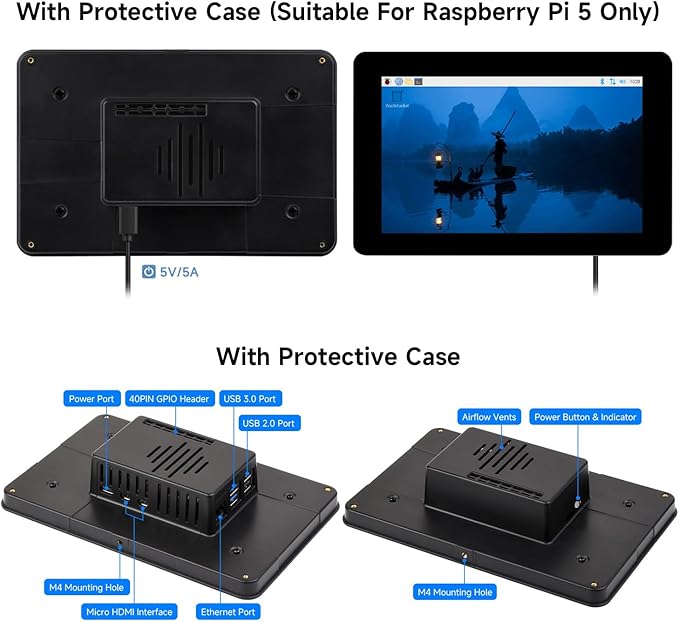 Waveshare 7 DSI Capacitive Touch Display Compatible with Raspberry Pi 5/4B/3B+/3A+ Supports ESP32-P4 RK3506 RK3576 1280x720 IPS Optical Bonding Toughened Glass 10-Point Touch Anti-Fingerprint