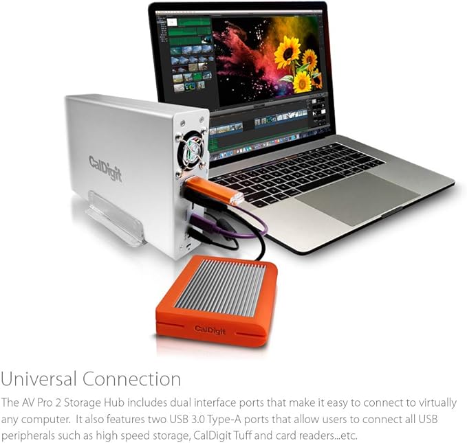 CalDigit AV Pro 2 Storage Hub USB C 5Gb/s External Drive - Charge up to 30W 2016 MacBook MacBook Pro Thunderbolt 3 PC Compatible (4TB)