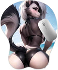Anti-Slip Mousepad 3D Mouse Pad Furry Anthro Anime Manga Breast Gaming Wrist Rest Boob-pad Mouse Mat (loonaa)