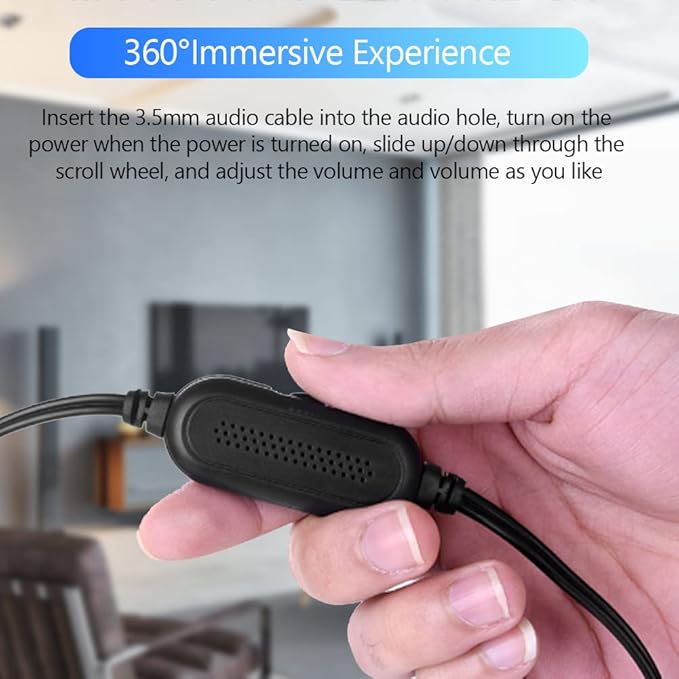 Wendry Computer Speakers3.5mm Computer Sound Bass Surround Sound BoxUSB Powered Portable Soundbar with 3D Stereo Sound and LED Breathing Light