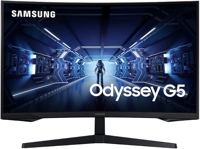 Samsung 32” Odyssey G5 Gaming Monitor WQHD (2560x1440) 144Hz Curved 1ms HDMI Display Port AMD FreeSync Premium HDR10 LC32G55TQWNXZA Black