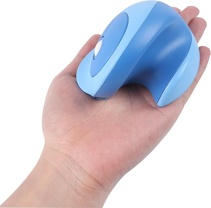 Mini Ergonomic Mouse for Small HandsDual-Mode Wireless Bluetooth Vertical Mouse - Rechargeable Silent Multi-Device Connection Ideal for Laptops and Desktops (Blue)