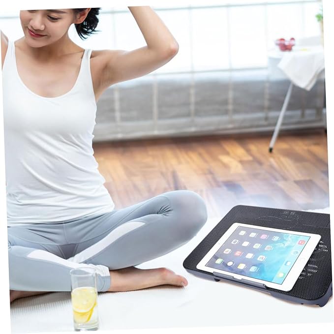 Cooling Pad with Dual Fans Portable USB Cooler for Heat Dissipation Easy to Install Stand Black