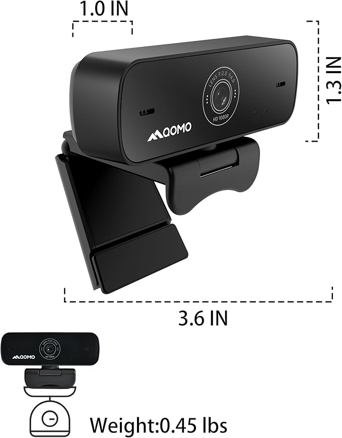 QWC 004 Full HD 1080p Webcam with Microphone 180° Rotatable USB Plug and Play Streaming Camera for PC/Mac/Laptop Zoom/Skype/Facetime/Meetings