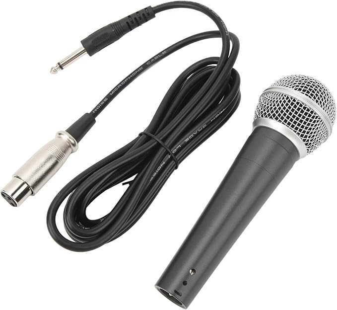 Professional Handheld Wired Microphone Dynamic Mic with Steel Mesh Grille for KTV Stage Performance 6.5mm Copper Cable