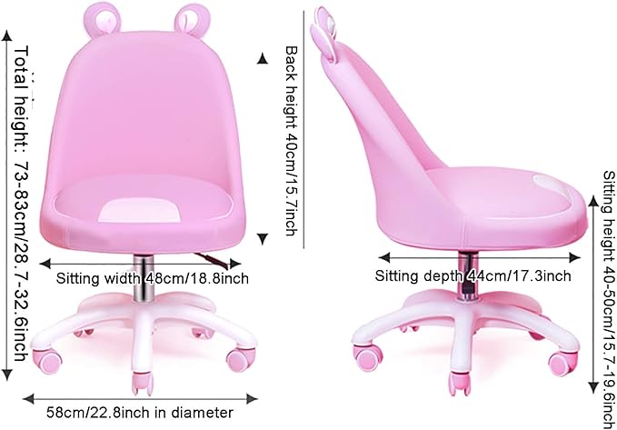 Office Chair Gaming Chair Computer Chair Ergonomic Desk Chair Height Adjustable Game Chair for Home Student Teens GirlsCute Gaming Chair No Armless Office Chair with WheelsGirls PU Le