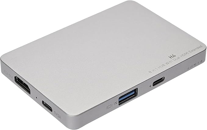 H4 Laptop Screen Extension - 8 in 1 HUB with Dual HDMI Extended 2 HDMI(4K @60Hz)3 USB A&ampC 3.0 Ports Hub for MacBook M1/M2/M3