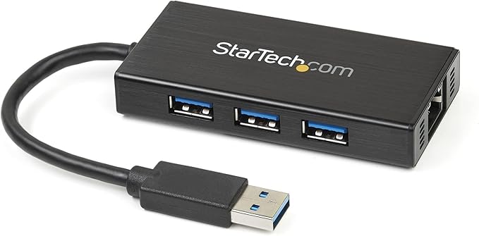 StarTech.com USB 3.0 Hub with Gigabit Ethernet Adapter - 5Gbps - 3 Port - NIC - USB Network / LAN Adapter - Windows &amp Mac Compatible  TAA (ST3300G3UA)