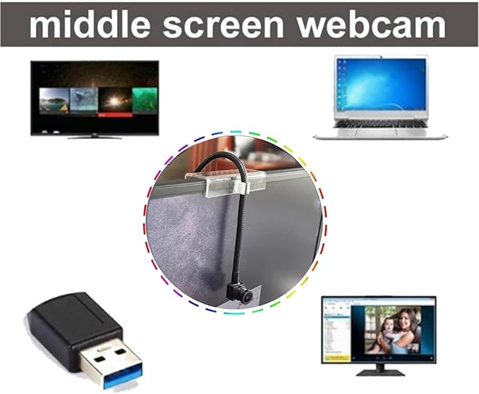 4MP 1080P USB Webcam with Pliable Metal Tube for Video Conferencing On Notebook PC Observe Screen Center Mounted Webcam