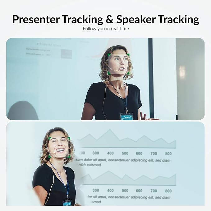 4K Video Conference Room Camera with AI Auto Framing Presenter &amp Speaker Tracking 120° Wide-Angle Webcam 5X Digital Zoom 4-Mic Array &amp 2 Speakers Works with Microsoft Teams Zoom Google