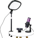 Live Video Streaming Kit (Deluxe)-for Video Call Gaming Podcast YouTube Content Creation- Includes 2k 60 FPS Webcam Professional Cardioid Microphone and LED Flat Light for Android/MAC/Windows