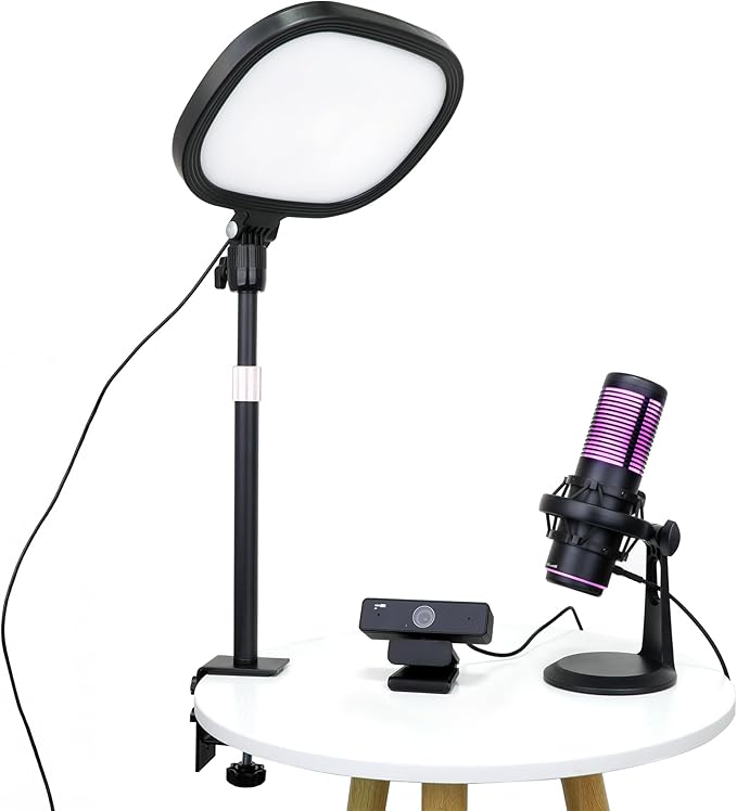 Live Video Streaming Kit (Deluxe)-for Video Call Gaming Podcast YouTube Content Creation- Includes 2k 60 FPS Webcam Professional Cardioid Microphone and LED Flat Light for Android/MAC/Windows