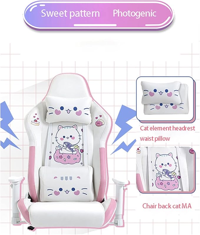 Adjustable Office Computer Chair with Armrest Pink Game Chair Home Computer Chair Office Chairs