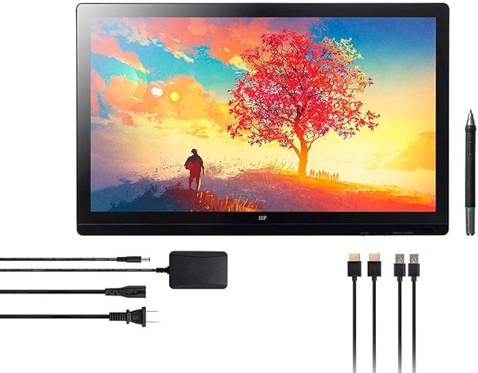 Monoprice Creator 22 Graphic Pen Display - 21.5in USB‑C FHD IPS 8192 Pressure Levels 5080 LPI 266 RPS Battery‑Free Wireless Pen Support Mac OS X/Windows Black