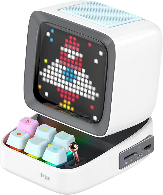 Divoom Ditoo Pro Retro Pixel Art Game Bluetooth Speaker with 16X16 LED App Controlled Front Screen (White)
