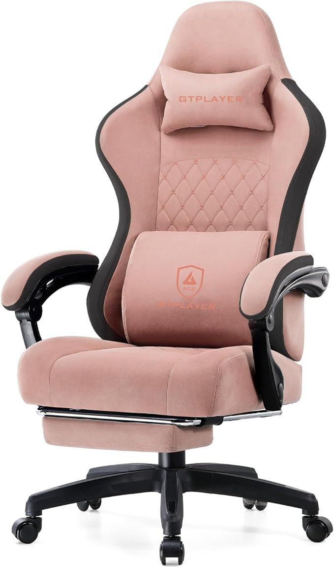 GTPLAYER Gaming Chair Computer Office Chair with Pocket Spring Cushion Linkage Armrests and Footrest High Back Ergonomic Computer Chair with Lumbar Support Task Chair with Footrest