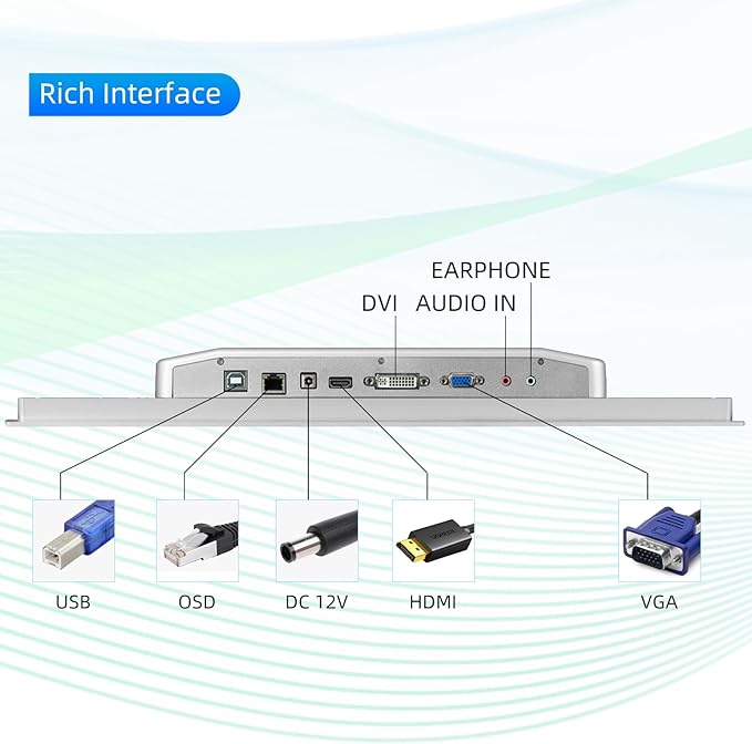 21.5 inch Aluminum Flat Embedded Industrial Touch Screen MonitorHDMI/VGA/DVI Interface Capacitive Touch Screen Monitor Supports 10 Points Touch1920 x 1080 @ 60Hz