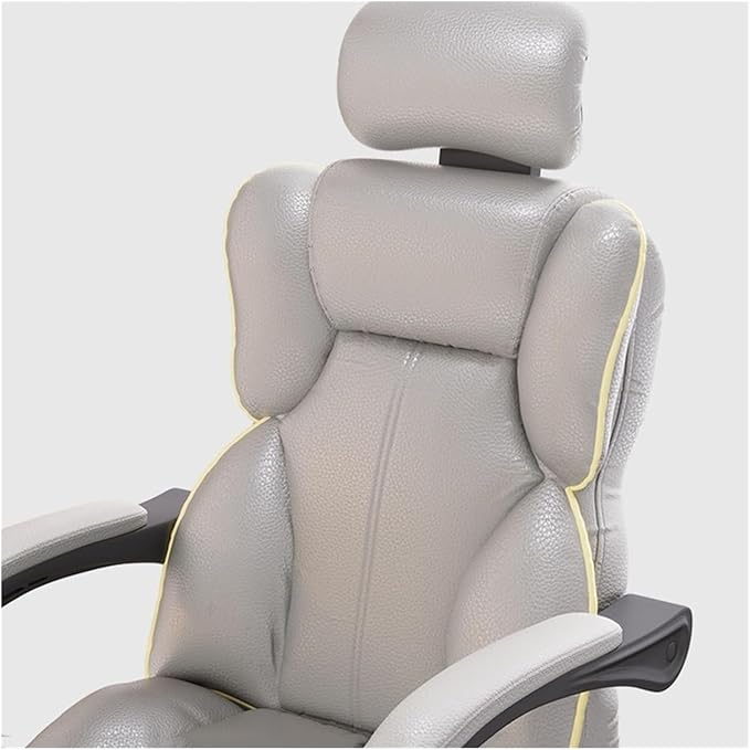 Computer Chair Household Office Chair Gaming Backrest Stool Scroll Wheel Pedal Headrest Latex Leather Rotatable Lifting Chair (Color : Black Footrest B)