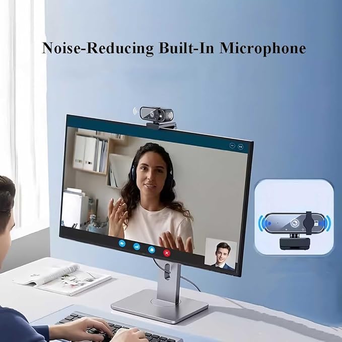 GIZNXBA Webcam for PC with Built-in Microphone Auto Light Correction USB-A Privacy Cover Wide Angle Camera for High-End Business Meetings&ampLive Streaming(1080P)