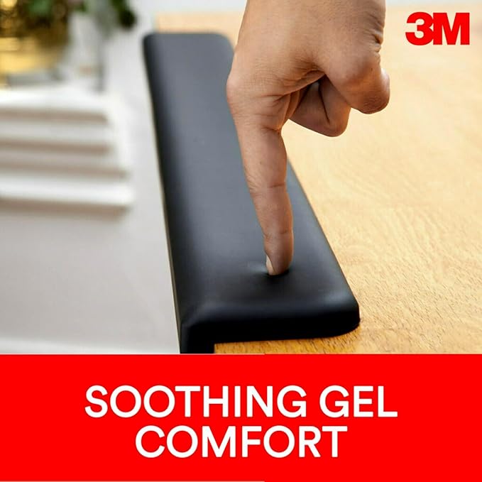 3M Gel Wrist Rest for Standing Desks Wraps Around Edge of Desk for Comfort Non-Slip Back Stays in Place (WR200B)