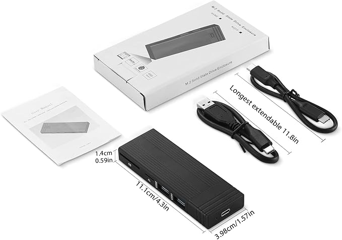M.2 NVME SATA SSD Enclosure Adapter USB Hub 4 in 1 USB C 3.2 Gen2 10Gbps Support M.2 NVMe PCIe M-Key B+M Key Toolless Hard Drive Cover 2 USB2.0 Port SD/TF Readers for 2242/2260/2280 SSD