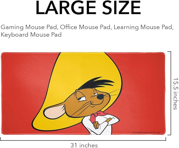 Looney Tunes Speedy Gonzales Large Gaming Mouse Pad Desk Mat with Stitched Edges Non-Slip Base for Gamer Home and Office 31.5 x 15.7