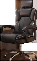 Computer Chair Household Office Chair Gaming Backrest Stool Scroll Wheel Pedal Headrest Latex Leather Rotatable Lifting Chair (Color : Black a)