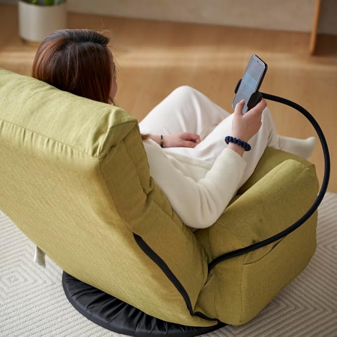 Adjustable Head and Waist Game Lounge Chair in The Living Room 360 Degree rotatable Sofa seat Chair Deck Chair5 Different Angles Adjustable Lounge Sofa Chair for Bedroom Office (Green)