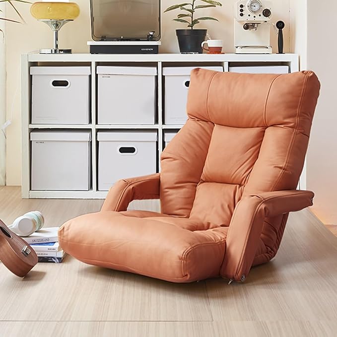 Floor Chair Foldable Floor Chair Lazy Sofa Meditation Chair Window Chair Gaming Floor Chair with Adjustable Armrests Foldable Floor Game Chair Floor Chair for Living Room Bedroom (/Beige)