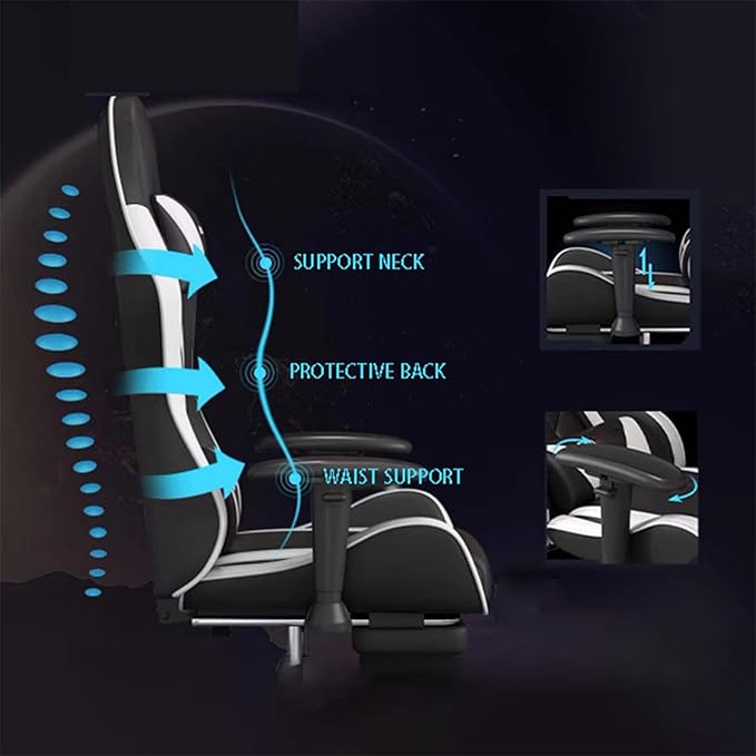 TBQATNTS Adult Computer Chair with FootrestHigh Back Video Gaming ChairErgonomic Video Game Chair with Massagewith Speakers and Led LightsComfortablewith Footrestfor Office Or GamingPink
