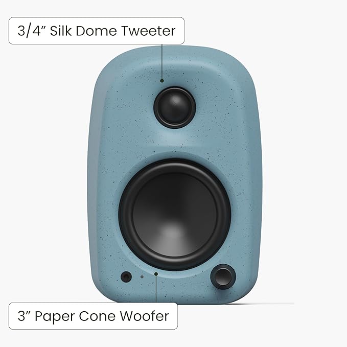 Kanto UKI 100 W Active Desktop Computer Speakers with Bluetooth and USB-C | Intelligent Sub Integration | Headphone Out | Pair | Cornflower