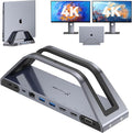 TobenONE 14-in-1 MacBook Pro/Air Docking Station Dual 4K Monitor Laptop Docking Station Stand for MacBook M1/M2/M3/M4/M5 Driver-Based USB C Dock with 65W Power Adapter 2 HDMIVGA 5Gbps USB RJ45