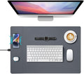 Wireless Charging Mouse Pad 15W Fast Charge Magnetic Charger Desk Pad Large Office Desk Mat (23.4x15.6) with Ultra-Smooth Surface Gray Computer Mousepad for MacBook PC Laptop