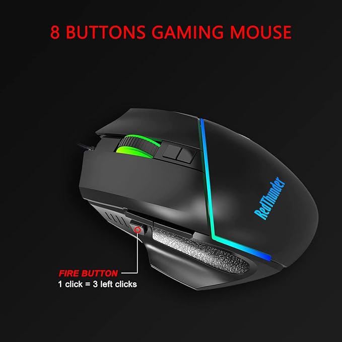 RedThunder One-Handed RGB Gaming Keyboard and Mouse Combo 35 Keys Mini Gaming Keypad 6400 DPI Mouse Portable Game Controller for PC Gamer