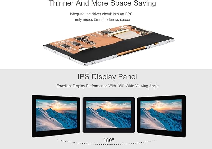waveshare 4.3inch DSI Touch Display for Raspberry Pi 4B/3B+/3A+/3B/2B/B+/A+ Thin &amp Light Touch Screen 800×480 Resolution IPS Display Support 5-Point Capacitive Touch