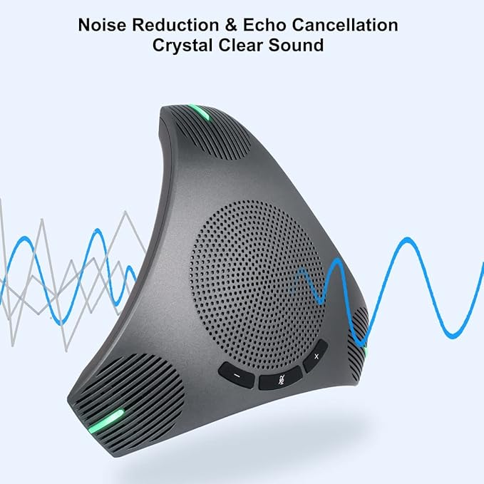 Conference Speaker and Microphone 360° Omnidirectional USB Speakerphone Microphone with USB Hub Noise Reduction/Echo Cancellation Computer Microphone for 8-10 People Business Conference Home Office