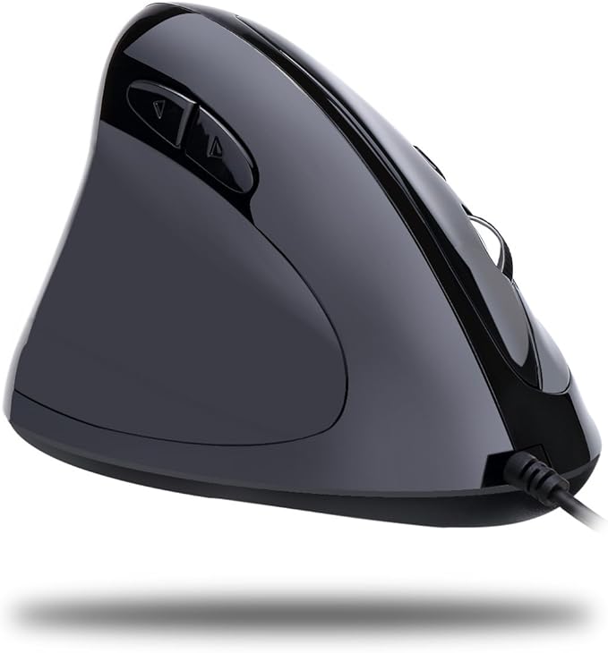 Adesso Imouse E7 - Ergonomic Mouse for Left Hand with Cable Programmable Functions and Adjustable Weight Black