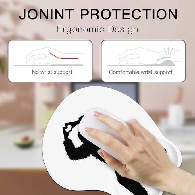 Mousepad Bigfoot Heart Hands Sasquatch Love Gesture Ergonomic Wrist Support Non-Slip Base Mouse Mat with Wrist Rest Computer Mousemat for Desk Work Accessories Pad