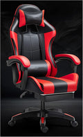 Gaming Chair with Footrest Gamer Chair with Lumbar Support and Headrest Height Adjustable Office Chair with 360°-Swivel Seat red